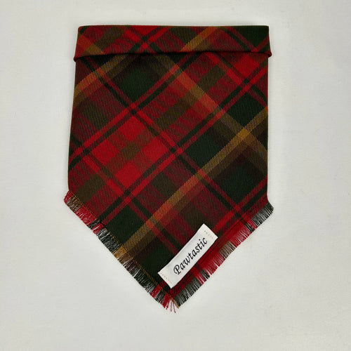 Canadian Maple Leaf Tartan | Frayed Snap-On Bandana