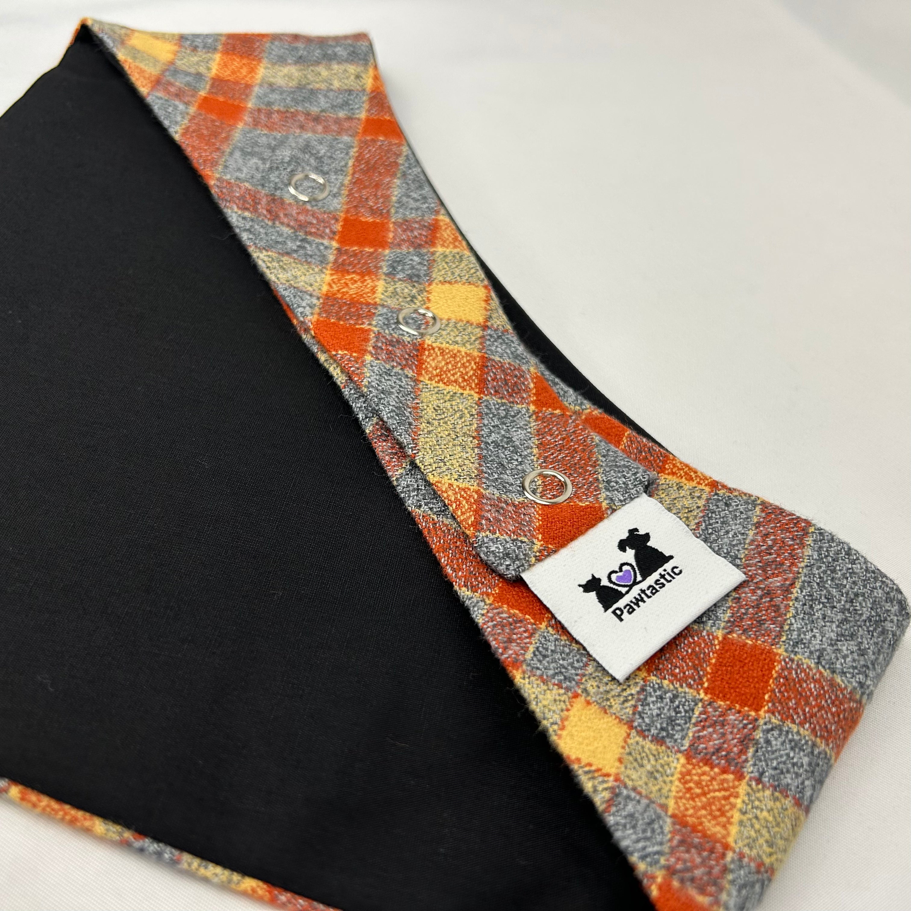 Motif tartan rouille | Bandana à boutons-pression