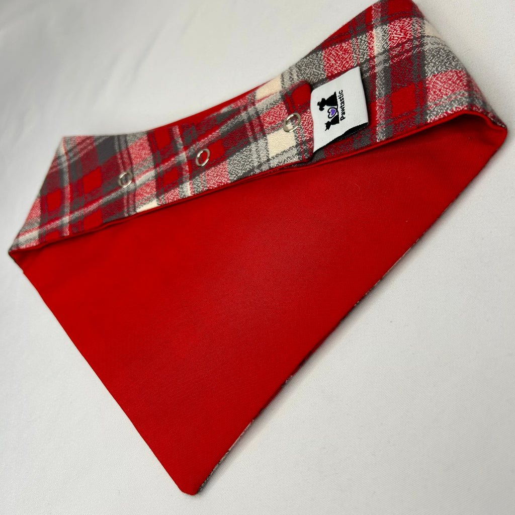 Bandana à boutons-pression | Motif écossais rouge FX