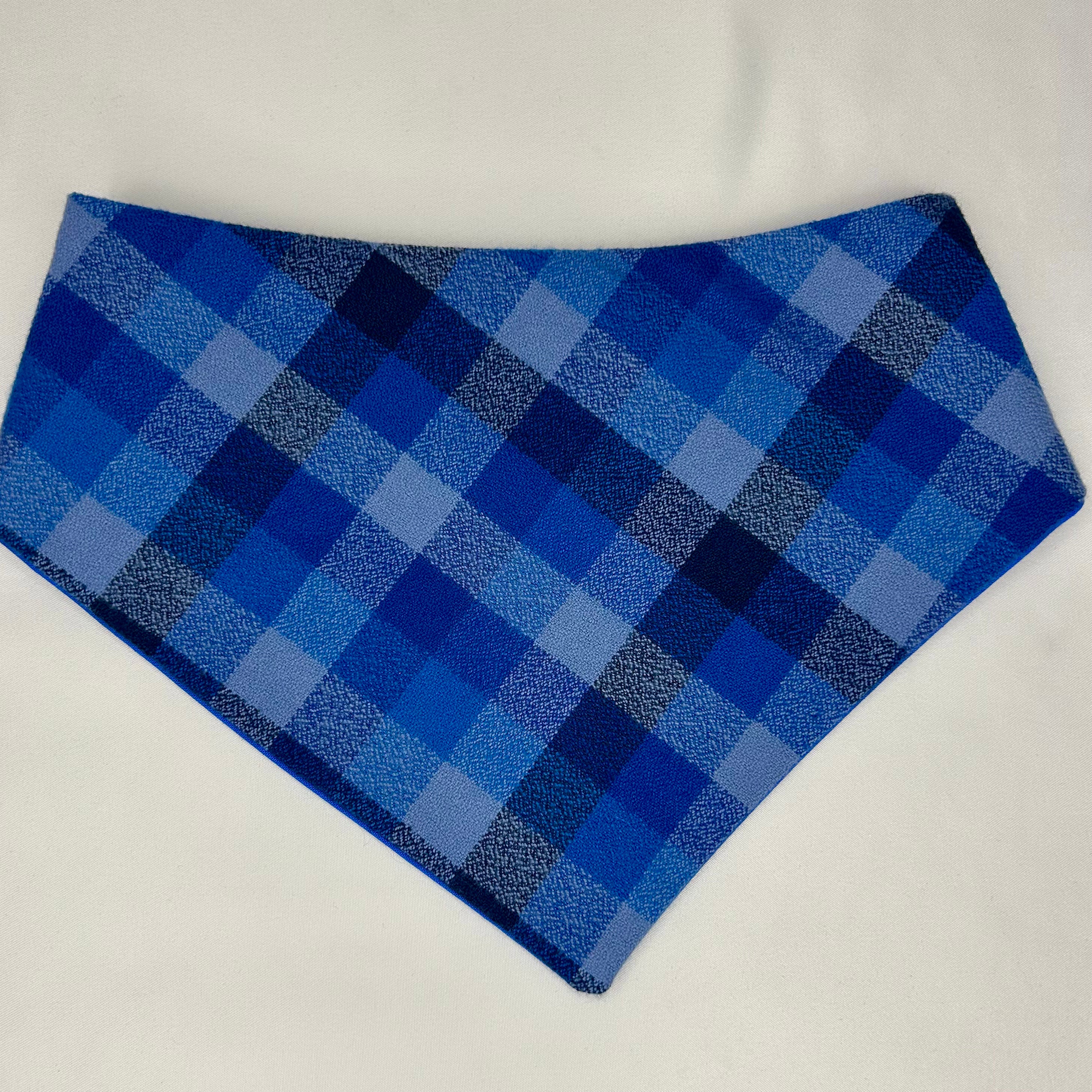 Bandana à clip | Motif écossais bleu roi