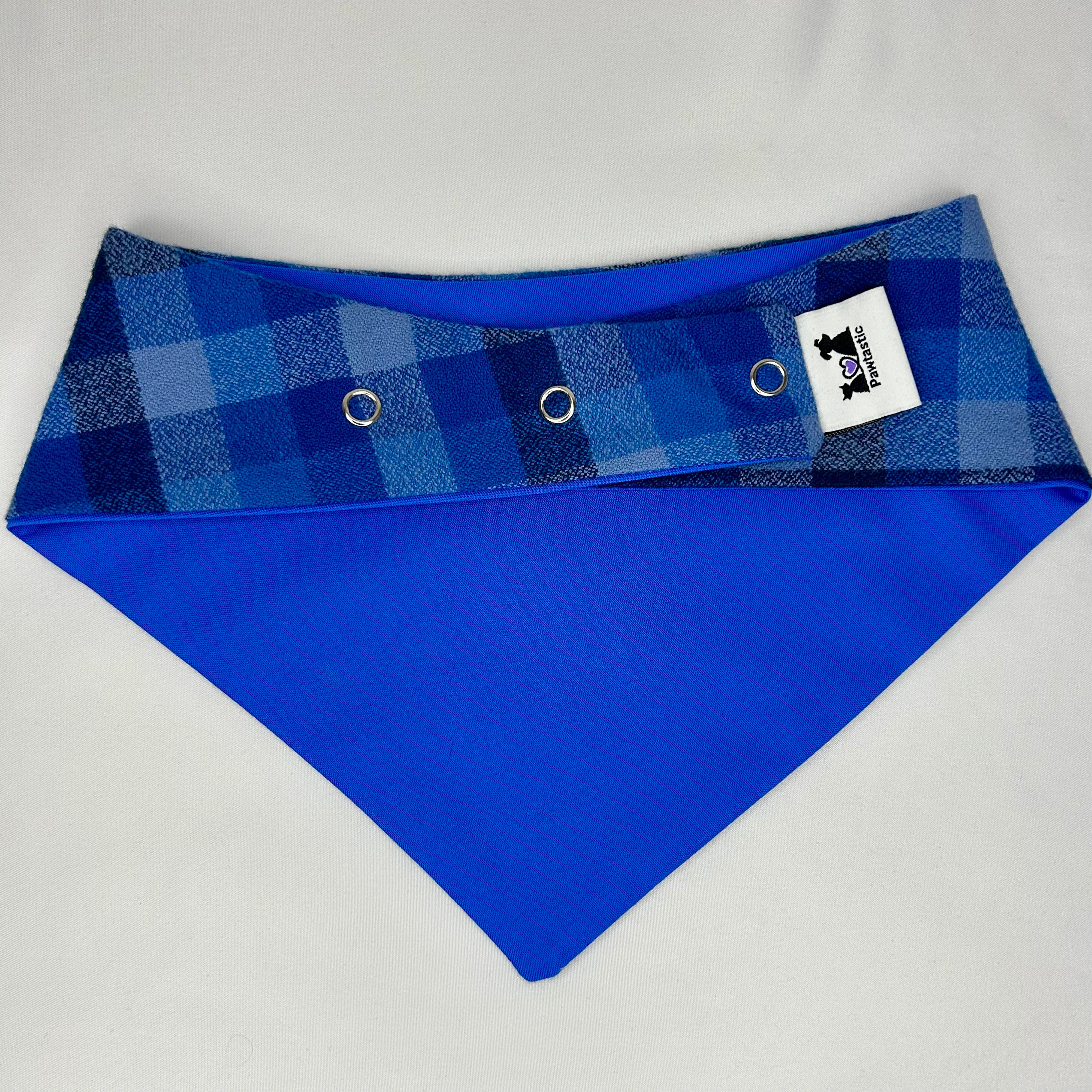 Bandana à clip | Motif écossais bleu roi