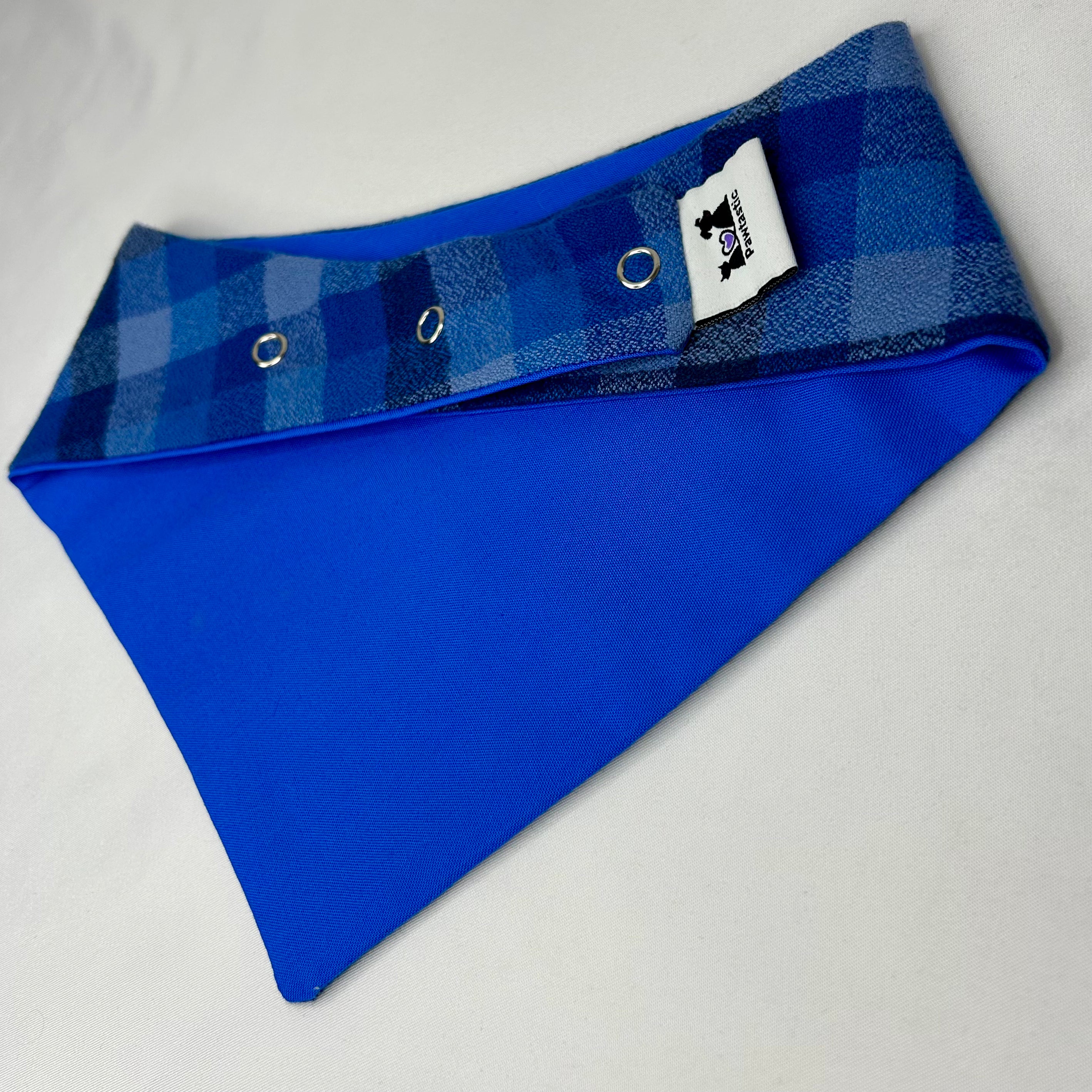 Bandana à clip | Motif écossais bleu roi